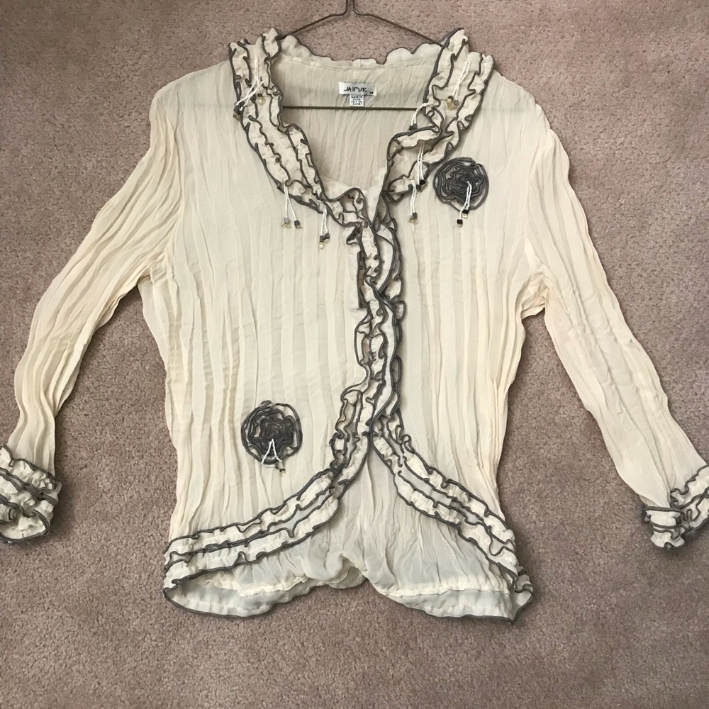 Jaipur cream blouse with grey trim